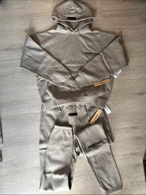 New Essentials Dark Gray Hoodie & Pant Set with dust bag
